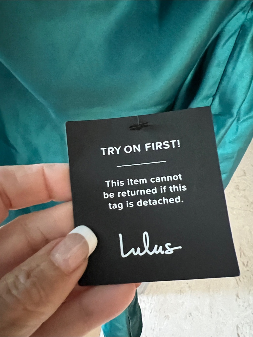 NWT LULUS Narina Strapless Twist-Front Satin Mini Dress Teal M - Picture 9 of 11